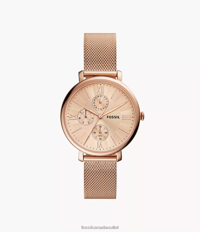 Fossil Watch Women Rose Gold-Tone Jacqueline Multifunction Stainless Steel Mesh Watch D2VPL45