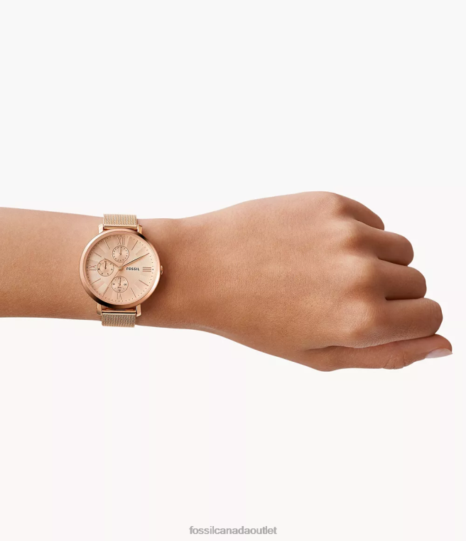 Fossil Watch Women Rose Gold-Tone Jacqueline Multifunction Stainless Steel Mesh Watch D2VPL45