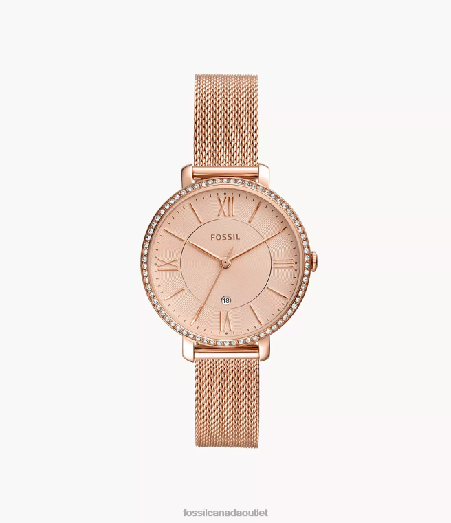 Fossil Watch Women Rose Gold-Tone Jacqueline Three-Hand Date Stainless Steel Watch D2VPL114