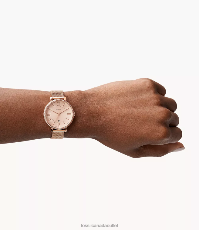 Fossil Watch Women Rose Gold-Tone Jacqueline Three-Hand Date Stainless Steel Watch D2VPL114