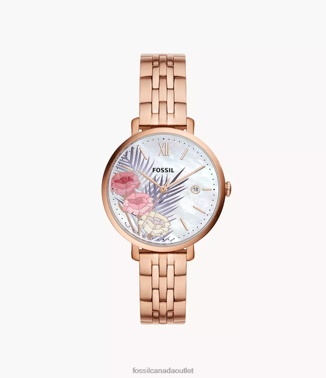 Fossil Watch Women Rose Gold-Tone Jacqueline Three-Hand Date Stainless Steel Watch D2VPL43
