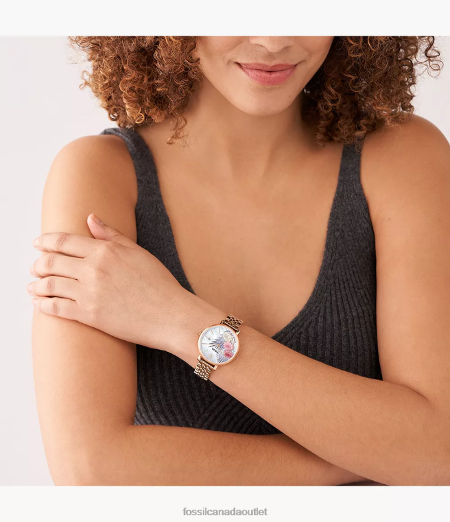 Fossil Watch Women Rose Gold-Tone Jacqueline Three-Hand Date Stainless Steel Watch D2VPL43