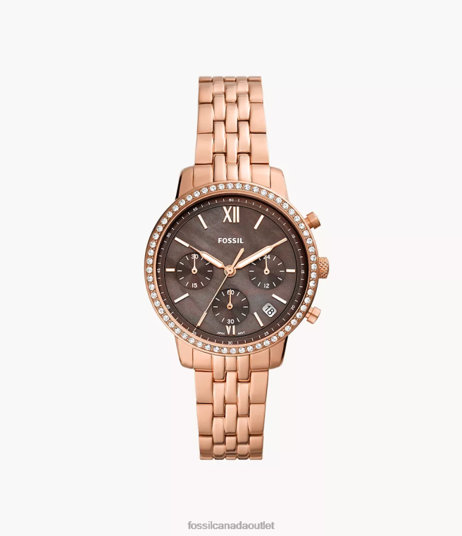 Fossil Watch Women Rose Gold-Tone Neutra Chronograph Stainless Steel Watch D2VPL68