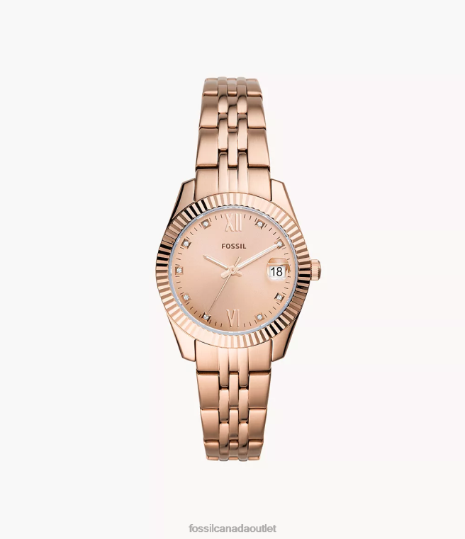 Fossil Watch Women Rose Gold-Tone Scarlette Mini Three-Hand Date Stainless Steel Watch D2VPL51