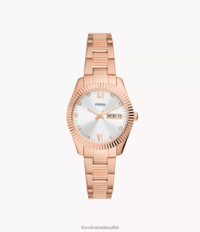 Fossil Watch Women Rose Gold-Tone Scarlette Three-Hand Day-Date Stainless Steel Watch D2VPL276