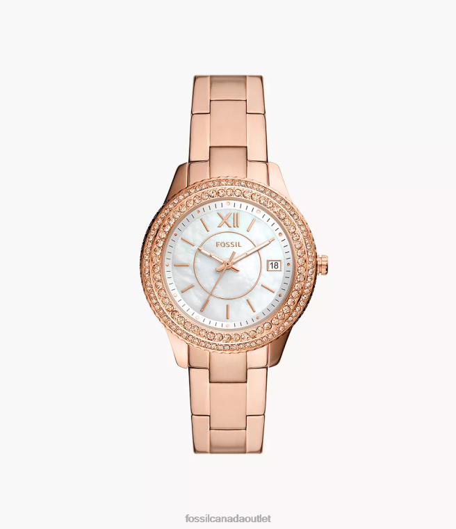 Fossil Watch Women Rose Gold-Tone Stella Three-Hand Date Stainless Steel Watch D2VPL26
