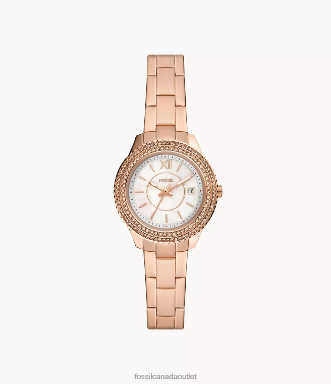 Fossil Watch Women Rose Gold-Tone Stella Three-Hand Date Stainless Steel Watch D2VPL30