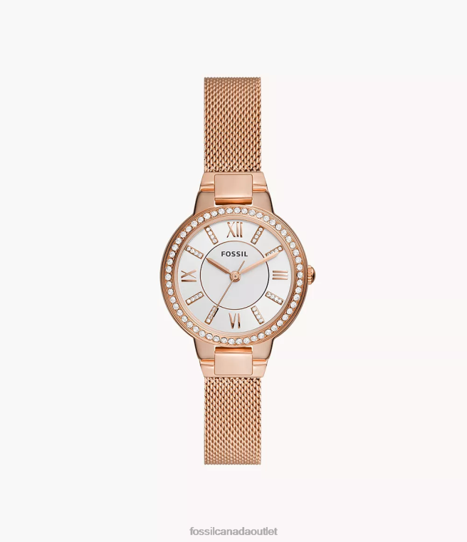Fossil Watch Women Rose Gold-Tone Virginia Three-Hand Stainless Steel Mesh Watch D2VPL37