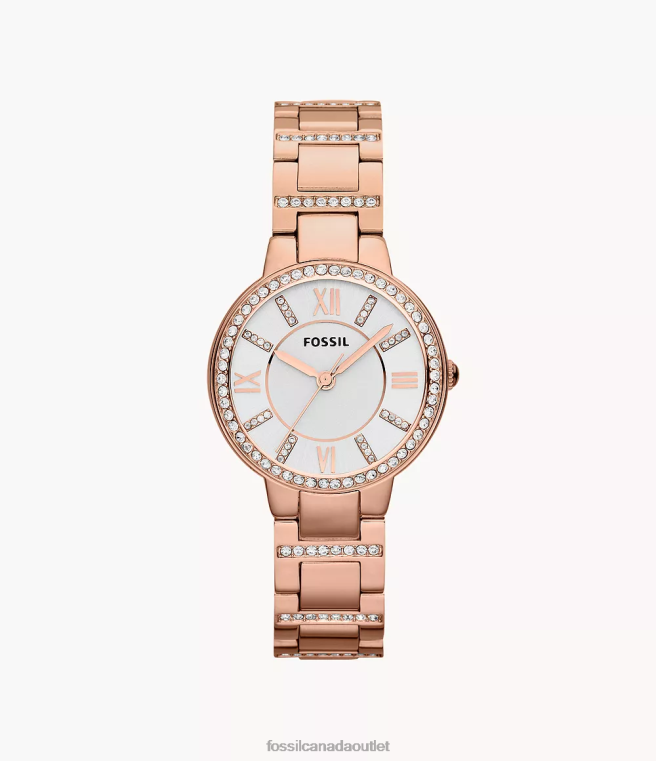 Fossil Watch Women Rose-Tone Virginia Stainless Steel Watch D2VPL118