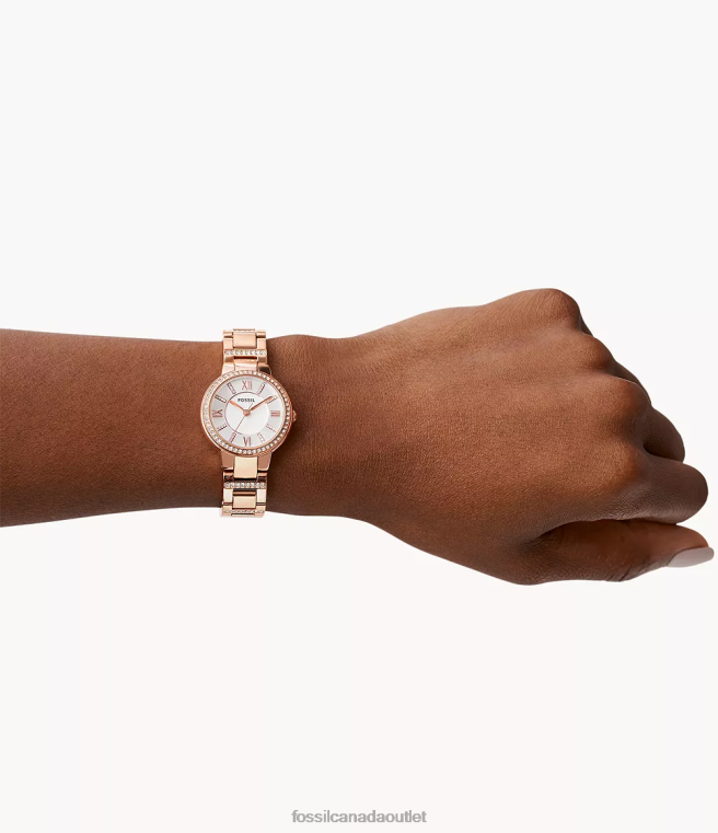 Fossil Watch Women Rose-Tone Virginia Stainless Steel Watch D2VPL118