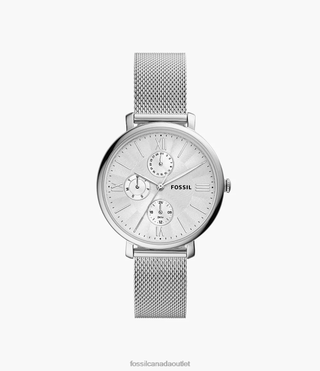 Fossil Watch Women Silver-Tone Jacqueline Multifunction Stainless Steel Mesh Watch D2VPL60