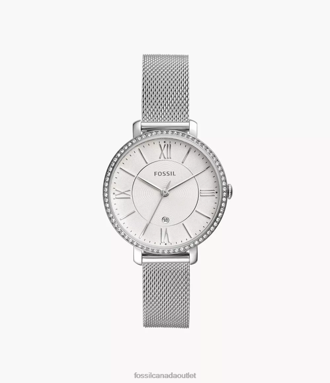 Fossil Watch Women Silver Tone Jacqueline Three-Hand Date Stainless Steel Watch D2VPL25