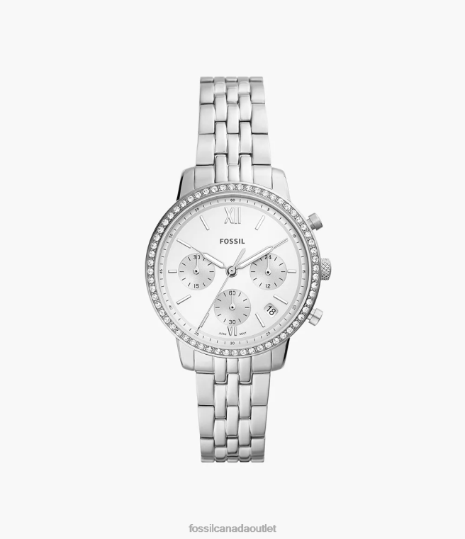 Fossil Watch Women Silver-Tone Neutra Chronograph Stainless Steel Watch D2VPL56