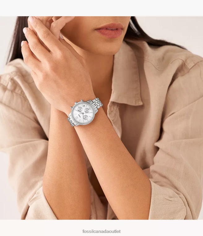 Fossil Watch Women Silver-Tone Neutra Chronograph Stainless Steel Watch D2VPL56