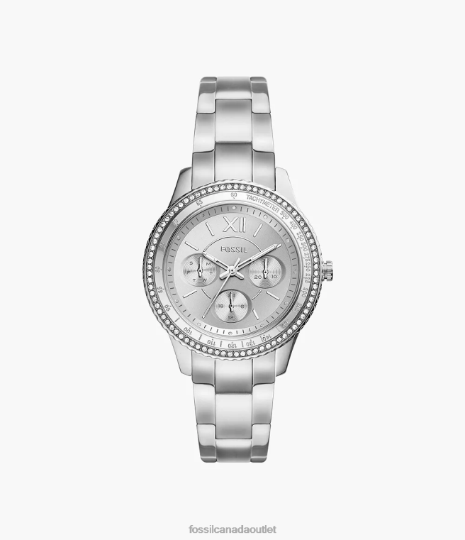 Fossil Watch Women Silver-Tone Stella Sport Multifunction Stainless Steel Watch D2VPL36