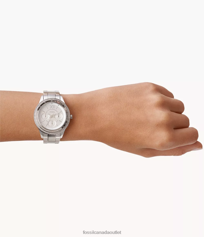 Fossil Watch Women Silver-Tone Stella Sport Multifunction Stainless Steel Watch D2VPL36
