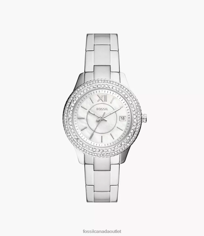 Fossil Watch Women Silver-Tone Stella Three-Hand Date Stainless Steel Watch D2VPL27