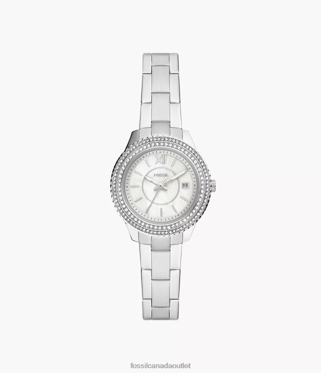 Fossil Watch Women Silver-Tone Stella Three-Hand Date Stainless Steel Watch D2VPL31