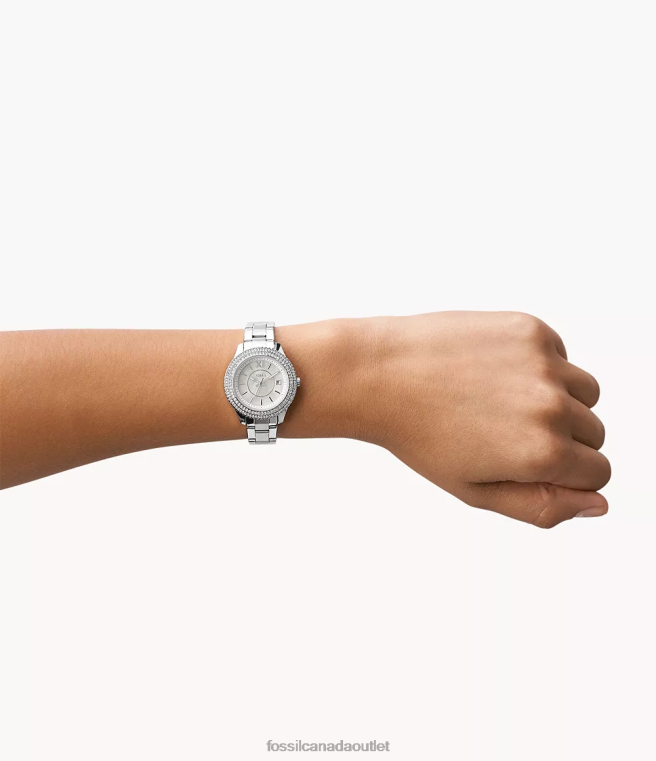 Fossil Watch Women Silver-Tone Stella Three-Hand Date Stainless Steel Watch D2VPL31