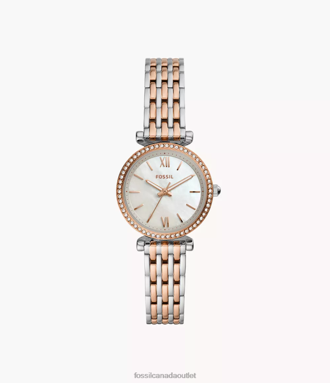Fossil Watch Women Two-Tone Carlie Mini Three-Hand Stainless Steel Watch D2VPL74