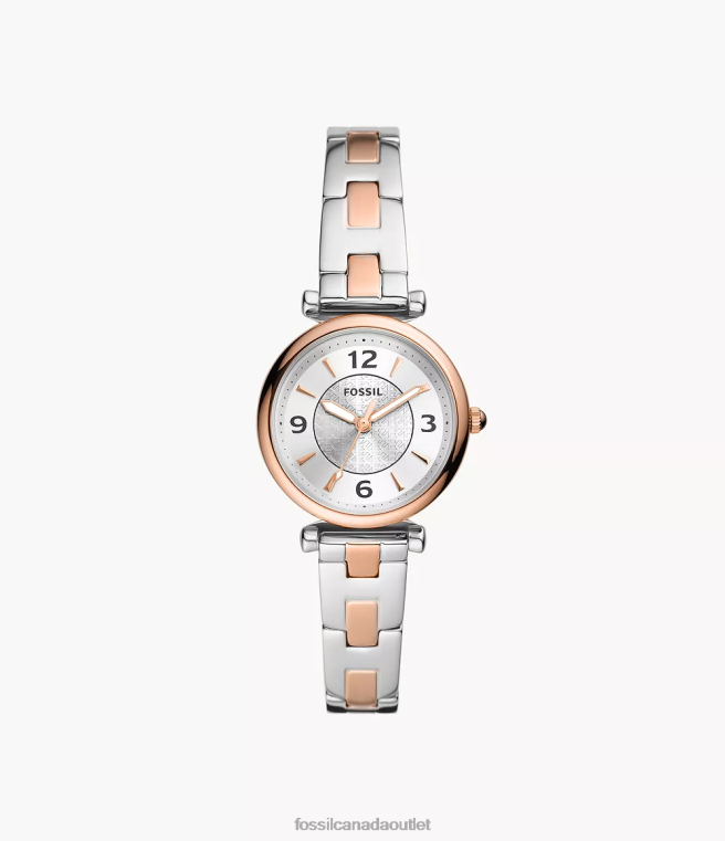 Fossil Watch Women Two-Tone Carlie Three-Hand Stainless Steel Watch D2VPL79
