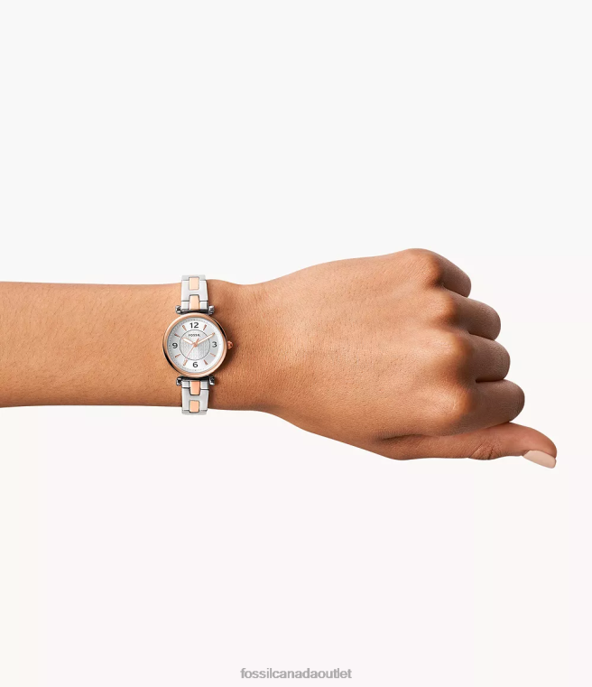 Fossil Watch Women Two-Tone Carlie Three-Hand Stainless Steel Watch D2VPL79