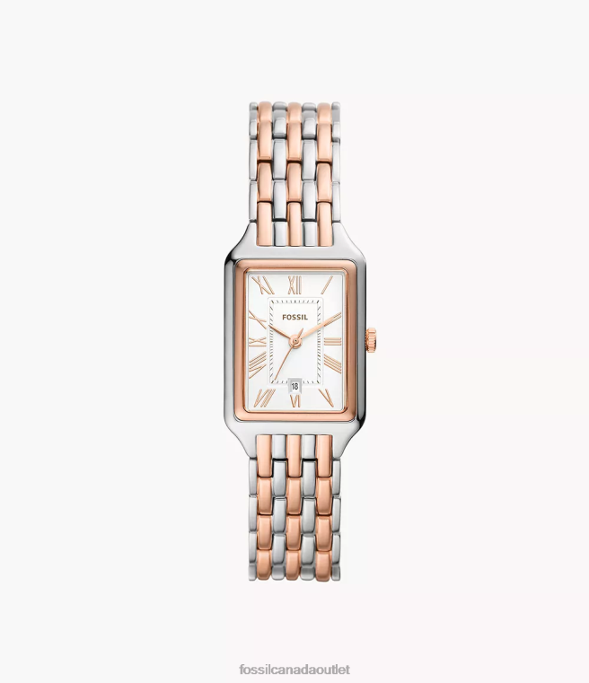Fossil Watch Women Two-Tone Raquel Three-Hand Date Stainless Steel Watch D2VPL66