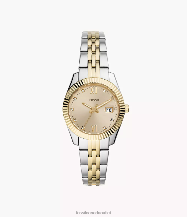 Fossil Watch Women Two-Tone Scarlette Mini Three-Hand Date Stainless Steel Watch D2VPL41
