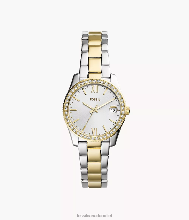 Fossil Watch Women Two-Tone Scarlette Mini Three-Hand Date Two Tone Stainless Steel Watch D2VPL48