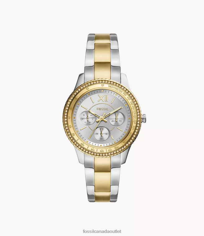 Fossil Watch Women Two-Tone Stella Sport Multifunction Stainless Steel Watch D2VPL35