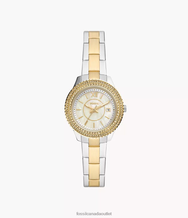 Fossil Watch Women Two-Tone Stella Three-Hand Date Stainless Steel Watch D2VPL32